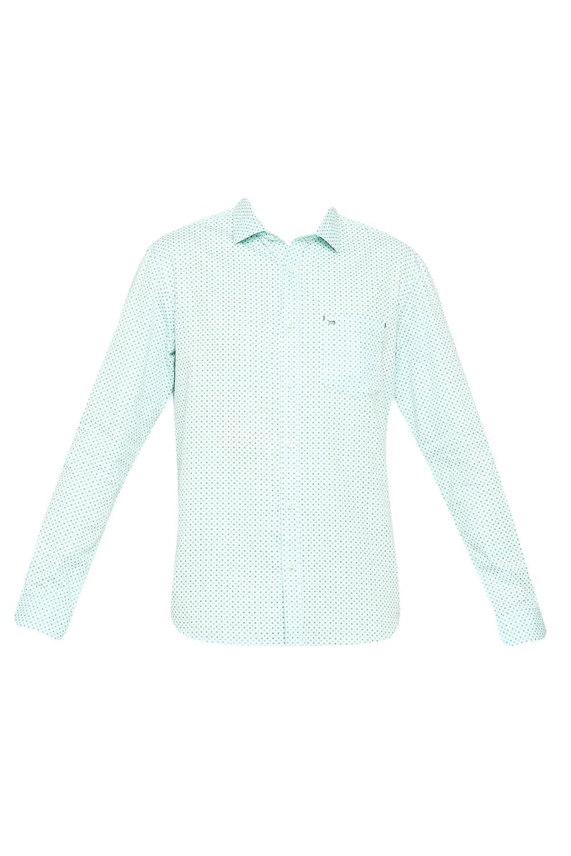 BASICS SLIM FIT COTTON TWILL PRINTED SHIRT