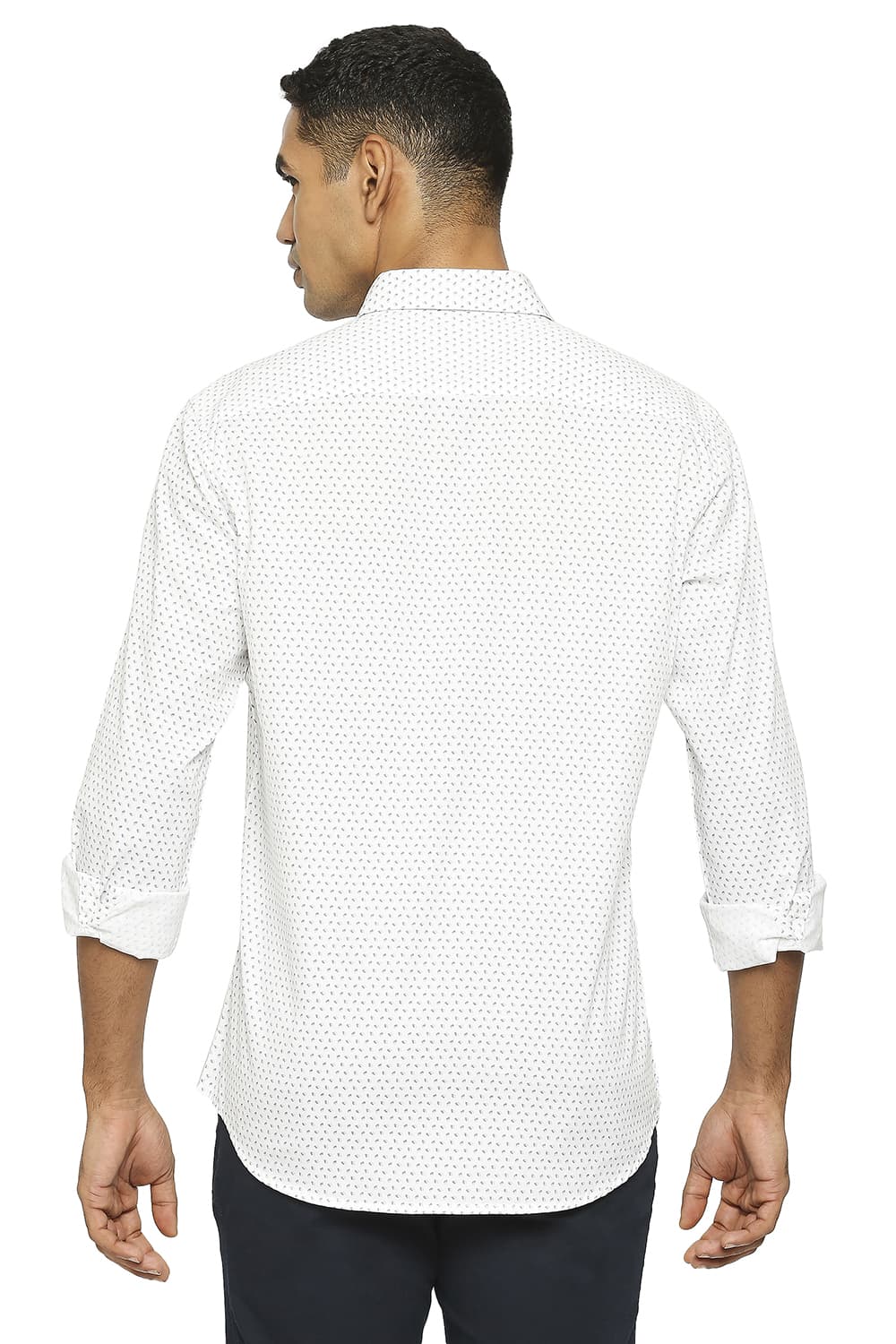 BASICS SLIM FIT COTTON TWILL PRINTED SHIRT