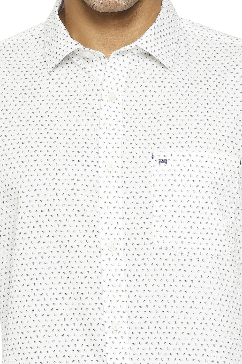 BASICS SLIM FIT COTTON TWILL PRINTED SHIRT