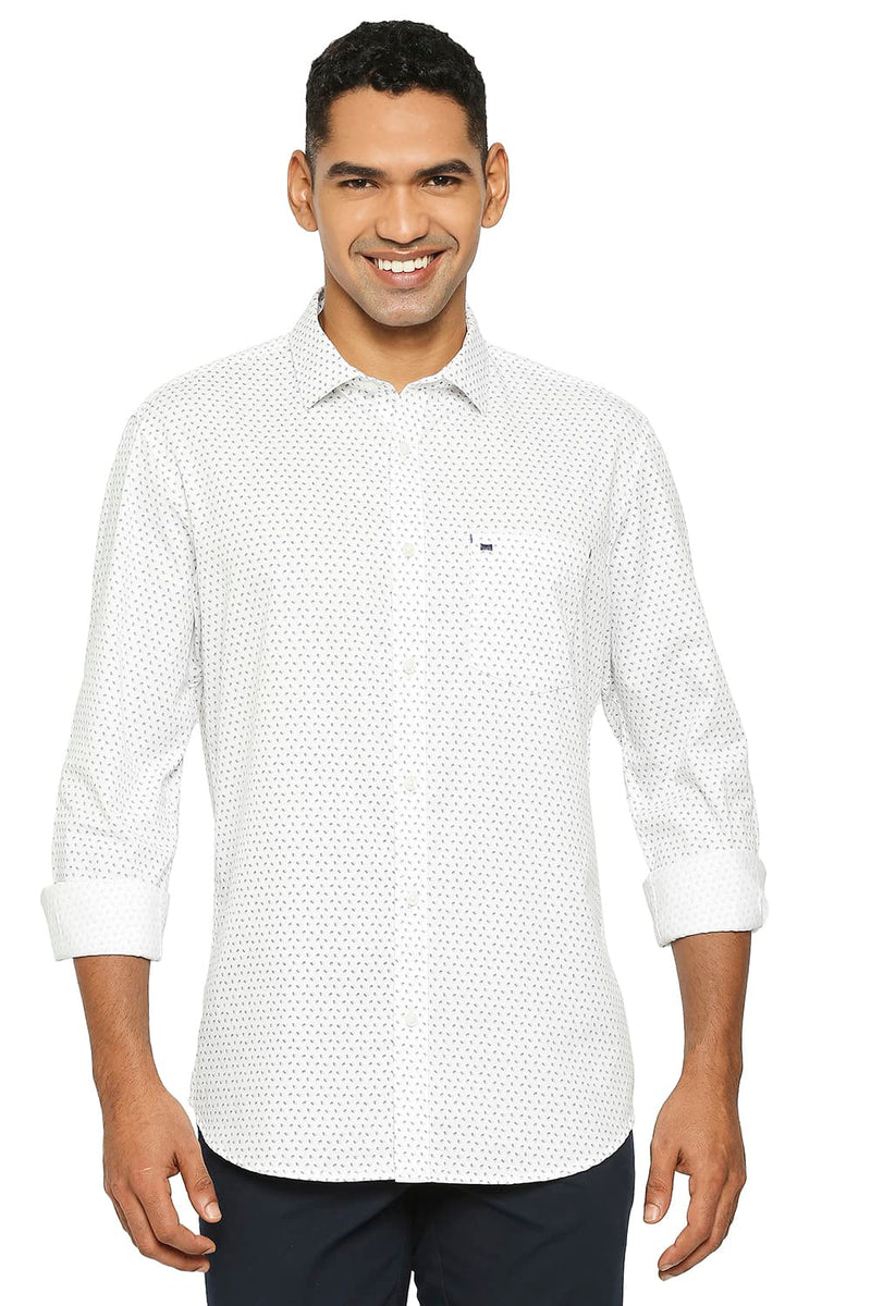 BASICS SLIM FIT COTTON TWILL PRINTED SHIRT