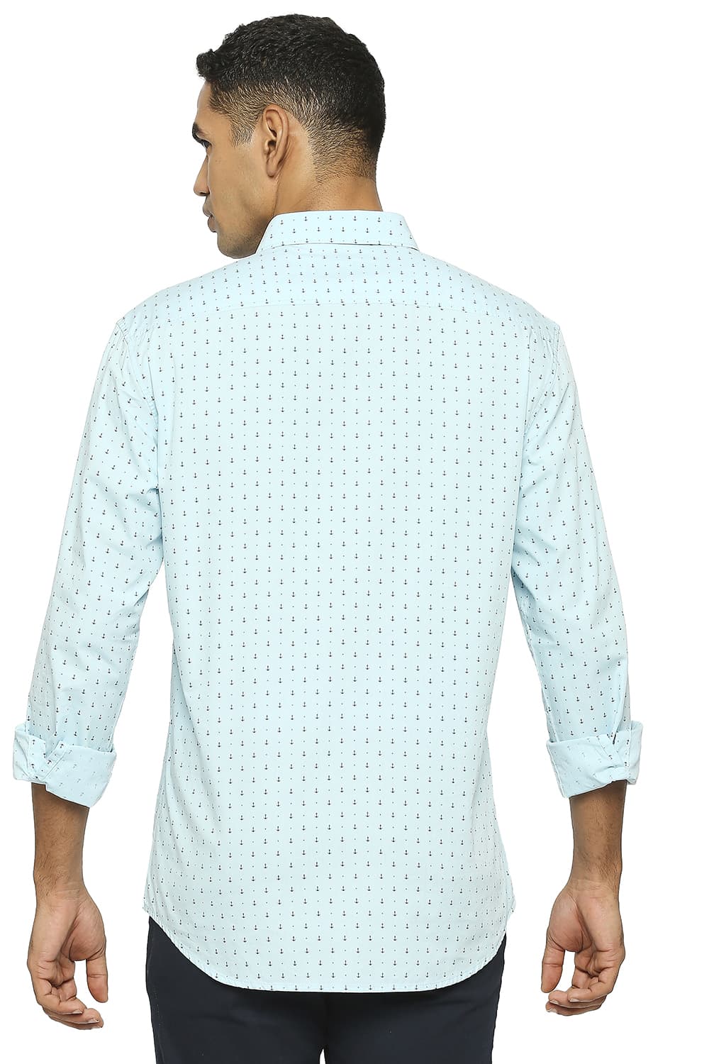 BASICS SLIM FIT COTTON POPLIN PRINTED SHIRT