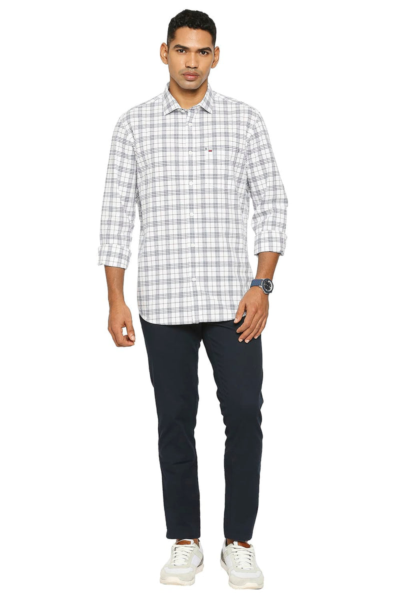 BASICS SLIM FIT COTTON CHECKS SHIRT