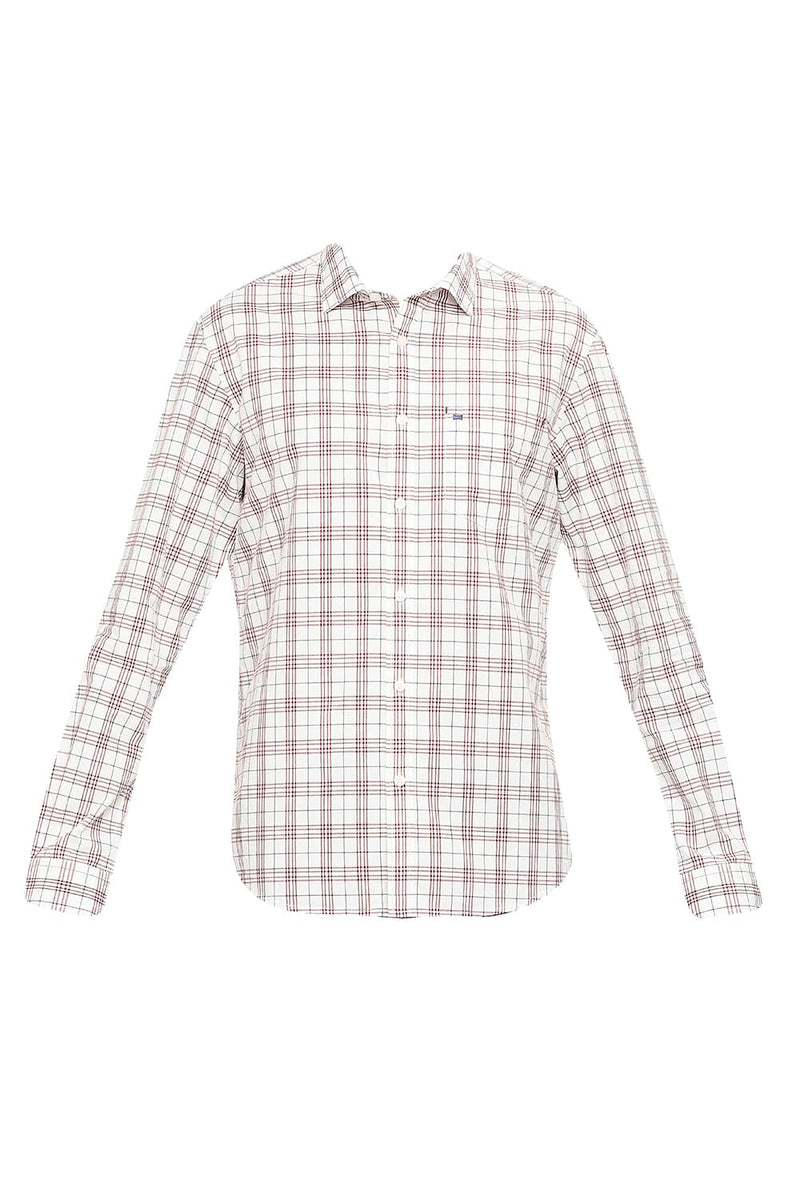 BASICS SLIM FIT COTTON CHECKS SHIRT