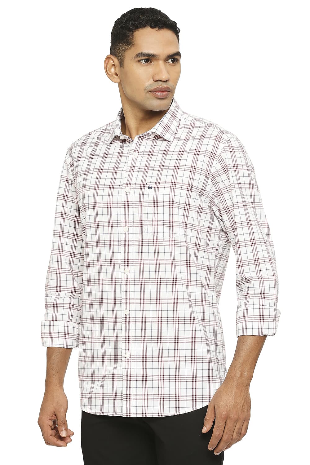 BASICS SLIM FIT COTTON CHECKS SHIRT