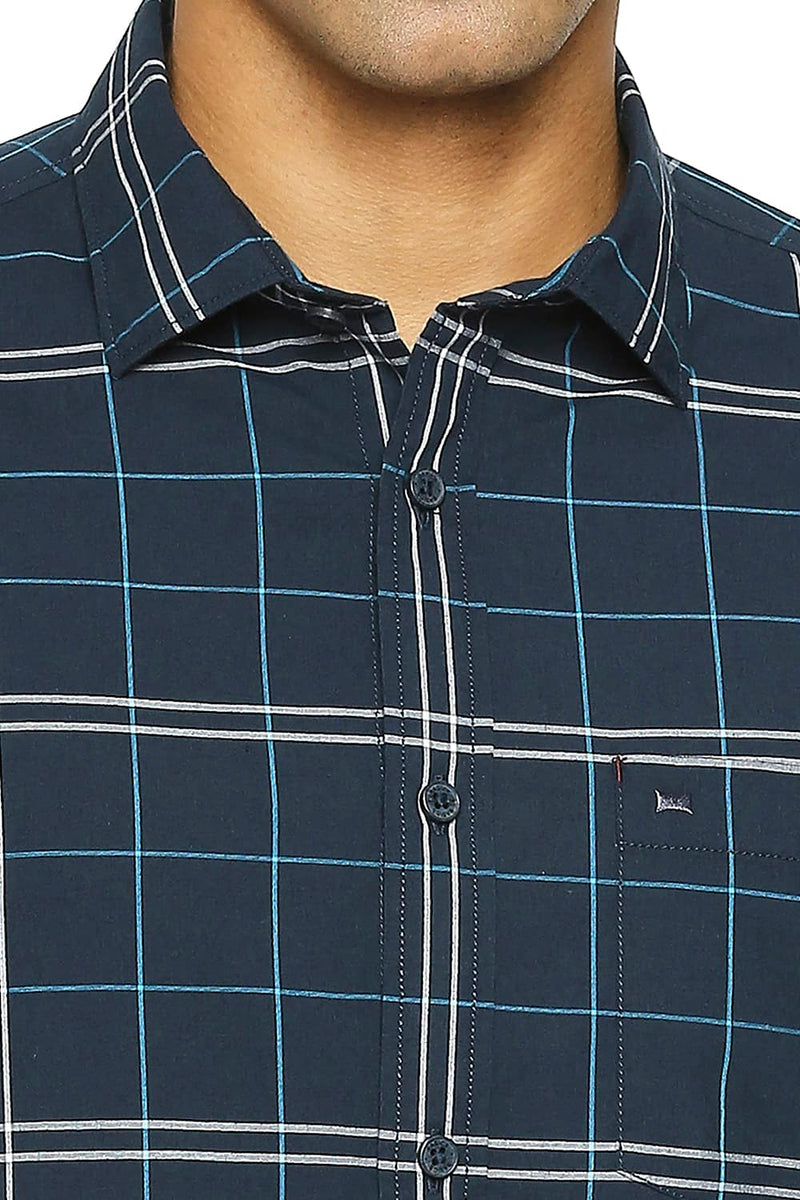 BASICS SLIM FIT COTTON CHECKS SHIRT