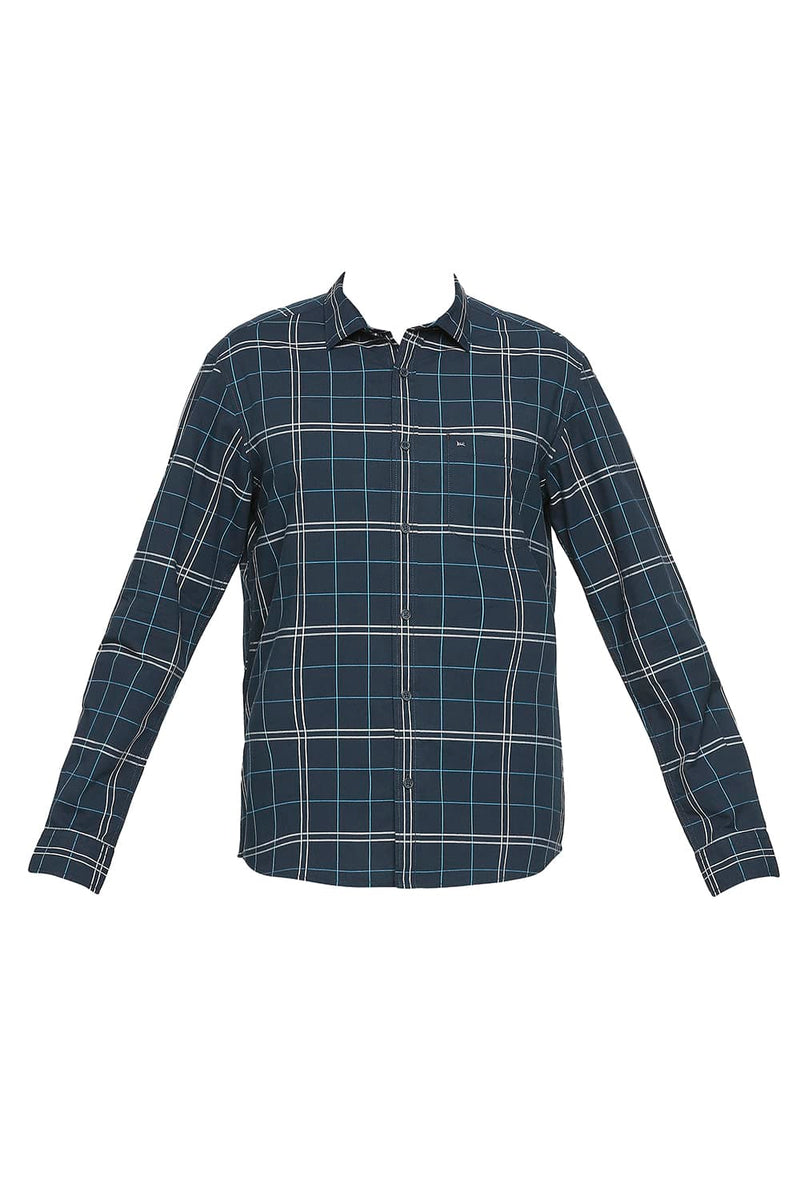 BASICS SLIM FIT COTTON CHECKS SHIRT