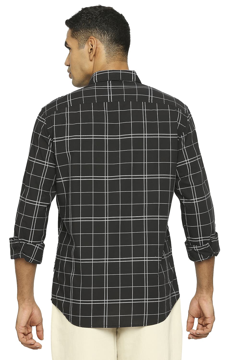 BASICS SLIM FIT COTTON CHECKS SHIRT