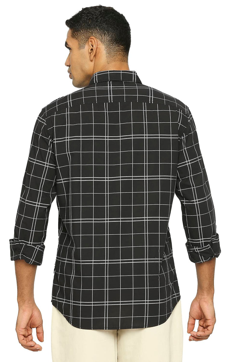 BASICS SLIM FIT COTTON CHECKS SHIRT