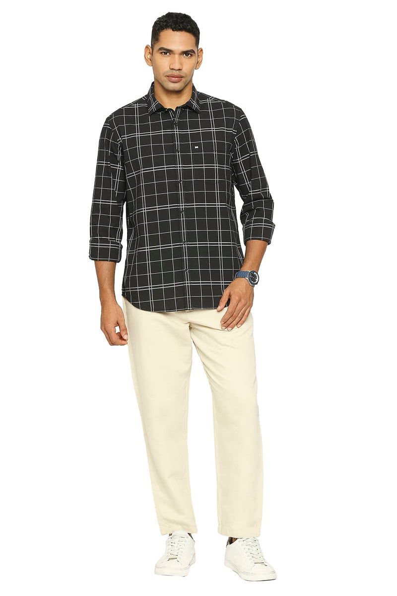 BASICS SLIM FIT COTTON CHECKS SHIRT