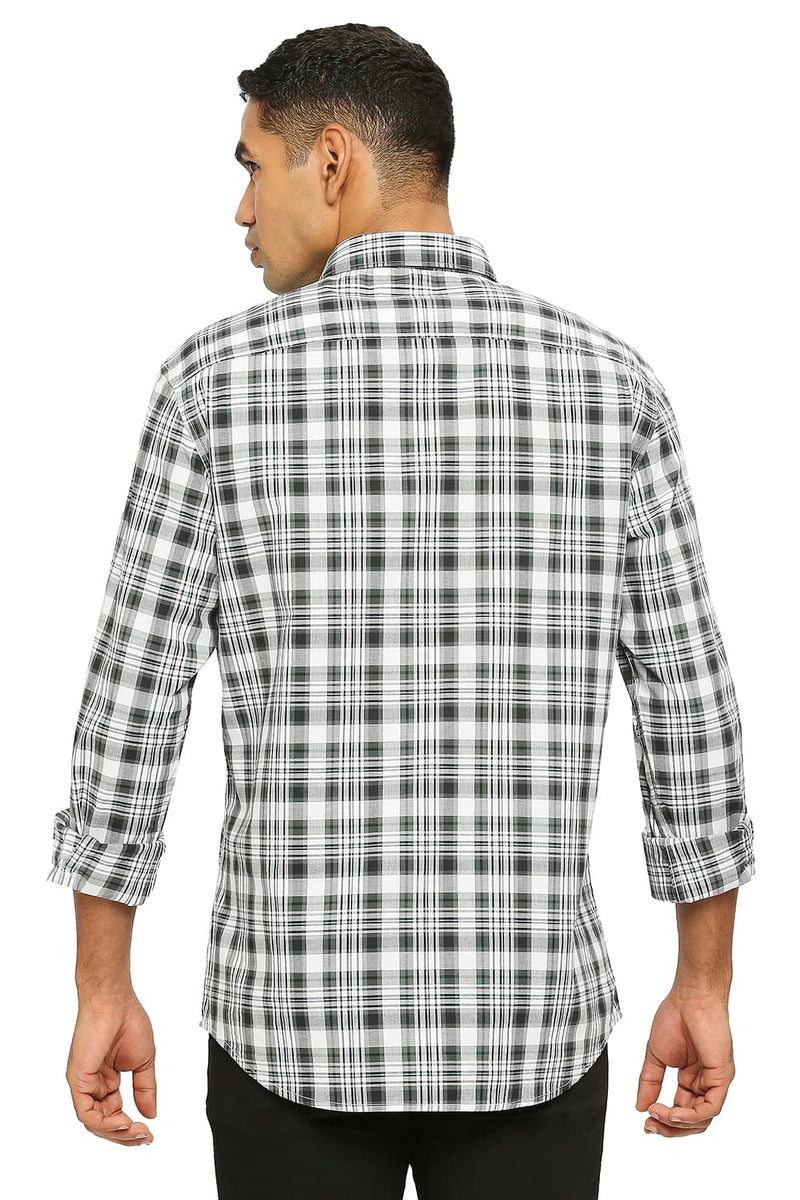 BASICS SLIM FIT COTTON CHECKS SHIRT