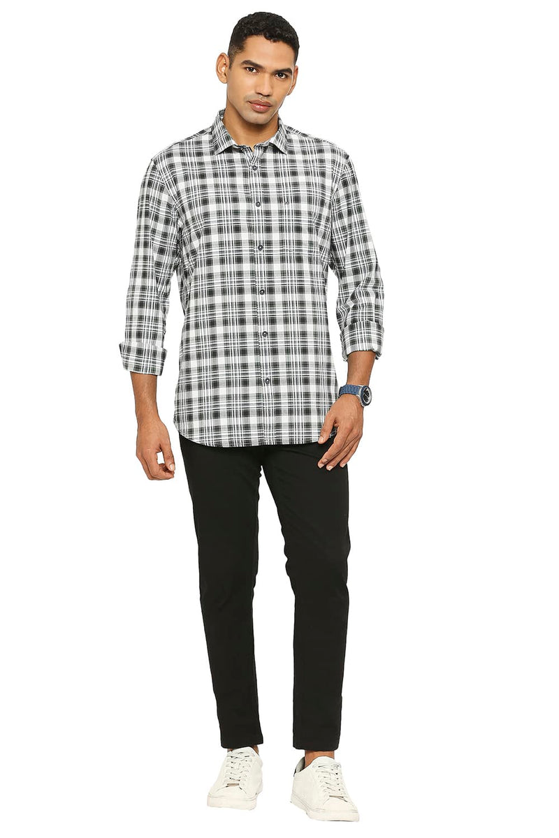 BASICS SLIM FIT COTTON CHECKS SHIRT