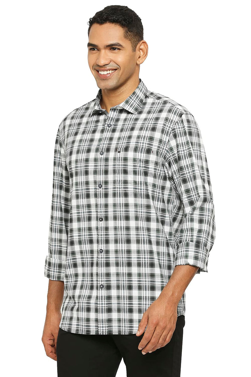 BASICS SLIM FIT COTTON CHECKS SHIRT