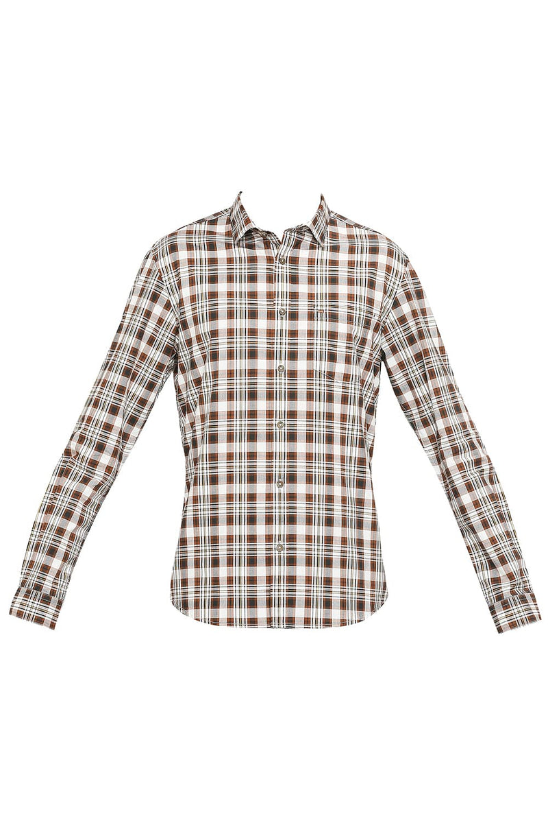 BASICS SLIM FIT COTTON CHECKS SHIRT