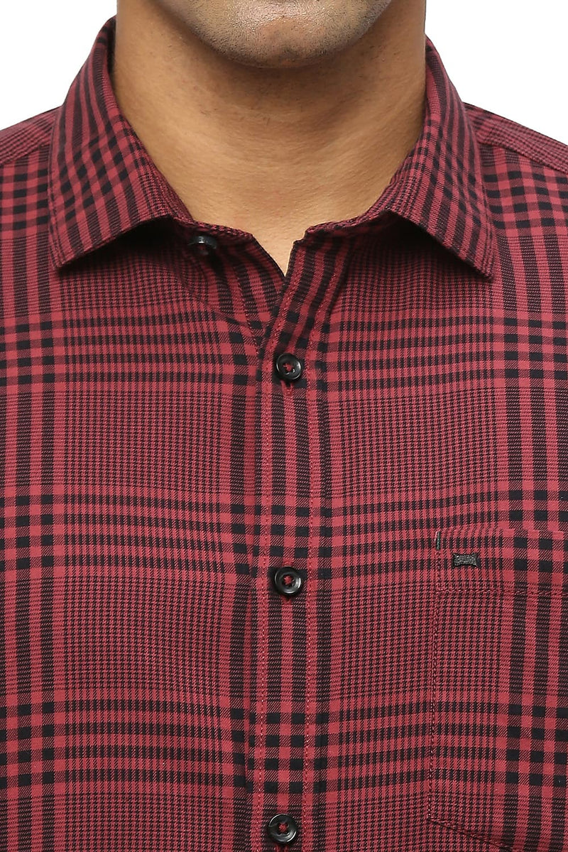 BASICS SLIM FIT COTTON TWILL CHECKS SHIRT