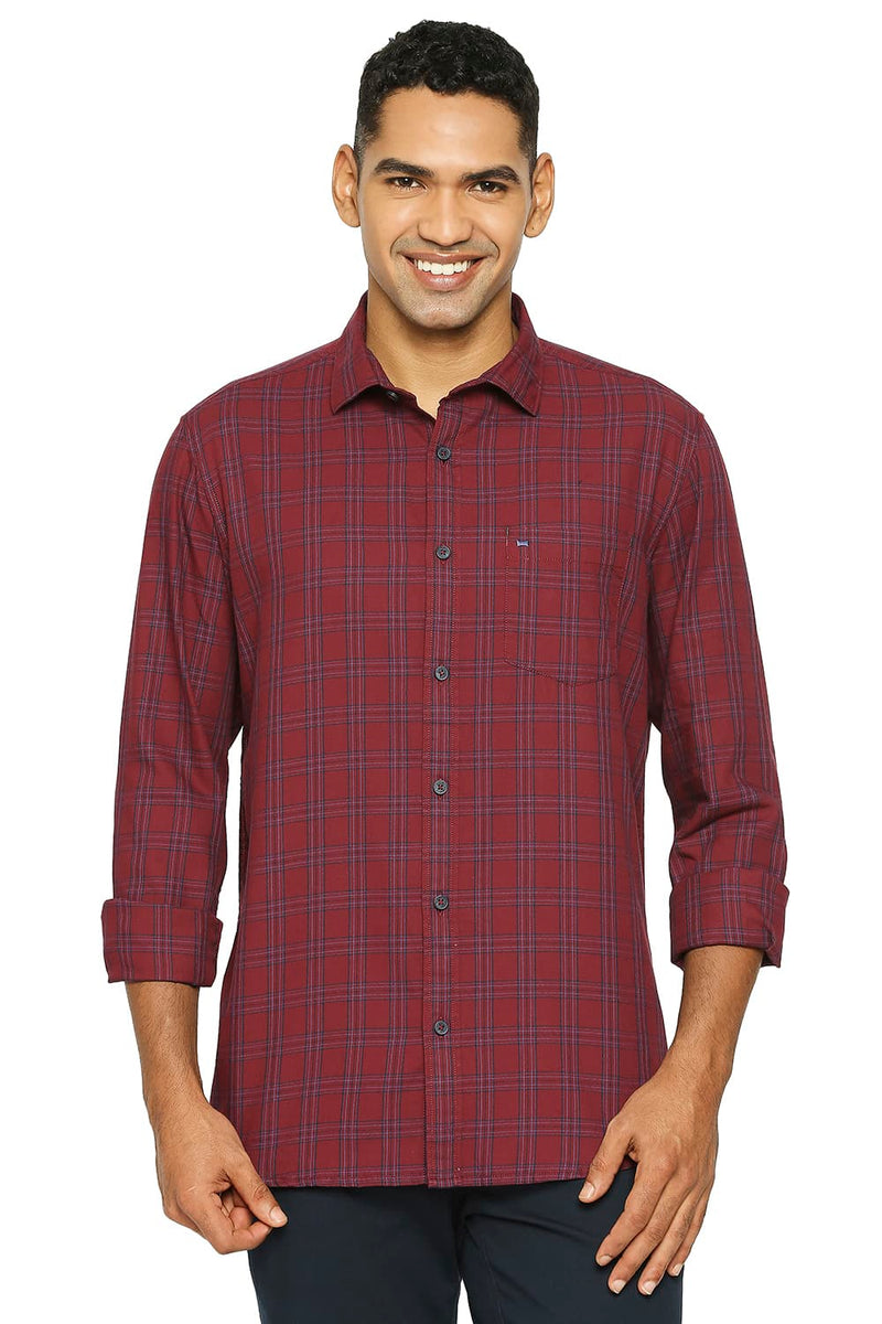 BASICS SLIM FIT COTTON TWILL CHECKS SHIRT