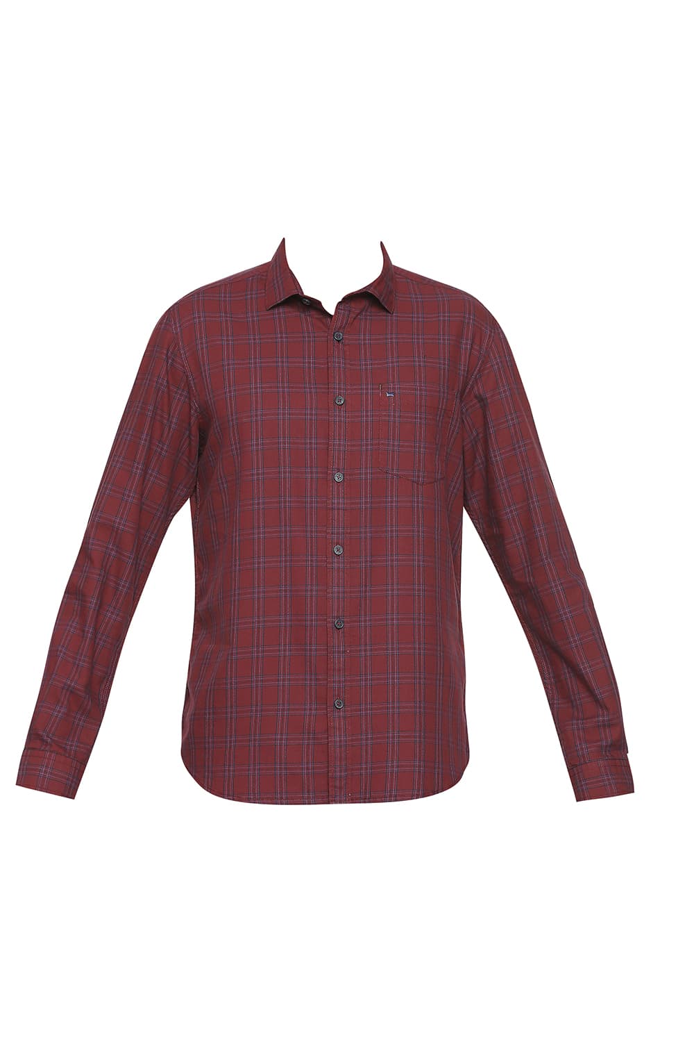 BASICS SLIM FIT COTTON TWILL CHECKS SHIRT