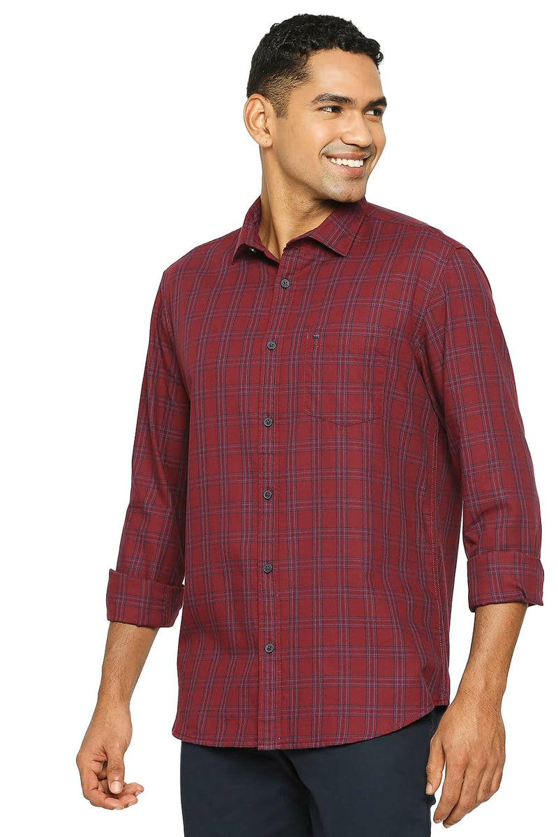 BASICS SLIM FIT COTTON TWILL CHECKS SHIRT