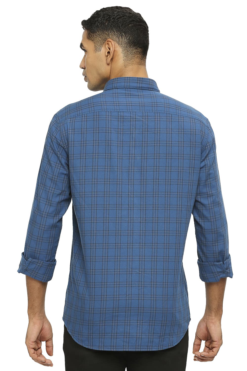 BASICS SLIM FIT COTTON TWILL CHECKS SHIRT