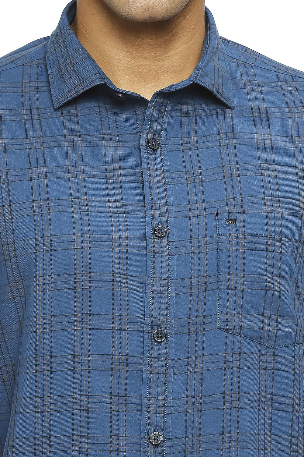 BASICS SLIM FIT COTTON TWILL CHECKS SHIRT