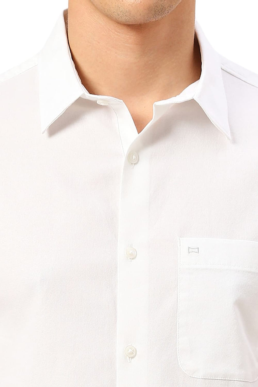 BASICS SLIM FIT LUCENT WHITE COTTON CREPE HALFSLEEVES SHIRTS