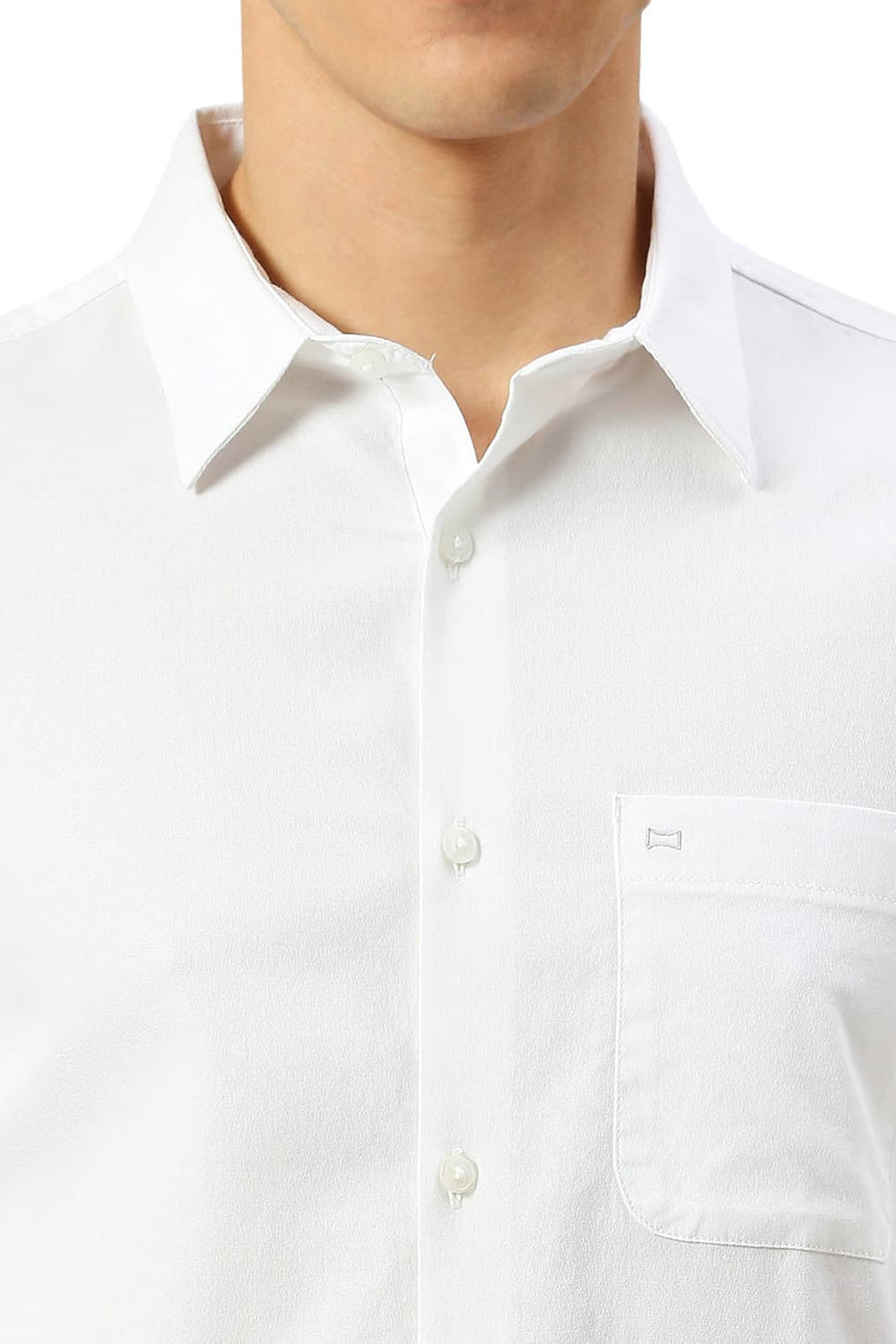 BASICS SLIM FIT LUCENT WHITE COTTON CREPE SHIRTS