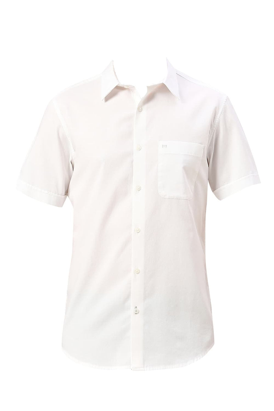 BASICS SLIM FIT LUCENT WHITE COTTON CREPE HALFSLEEVES SHIRTS