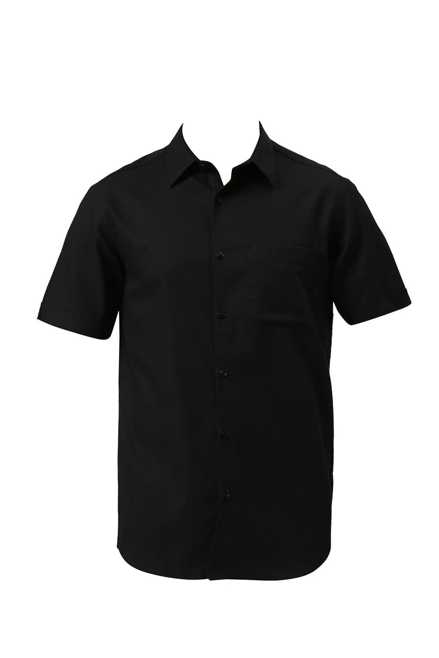 BASICS SLIM FIT CHARCOAL BLACK COTTON CREPE HALFSLEEVES SHIRTS