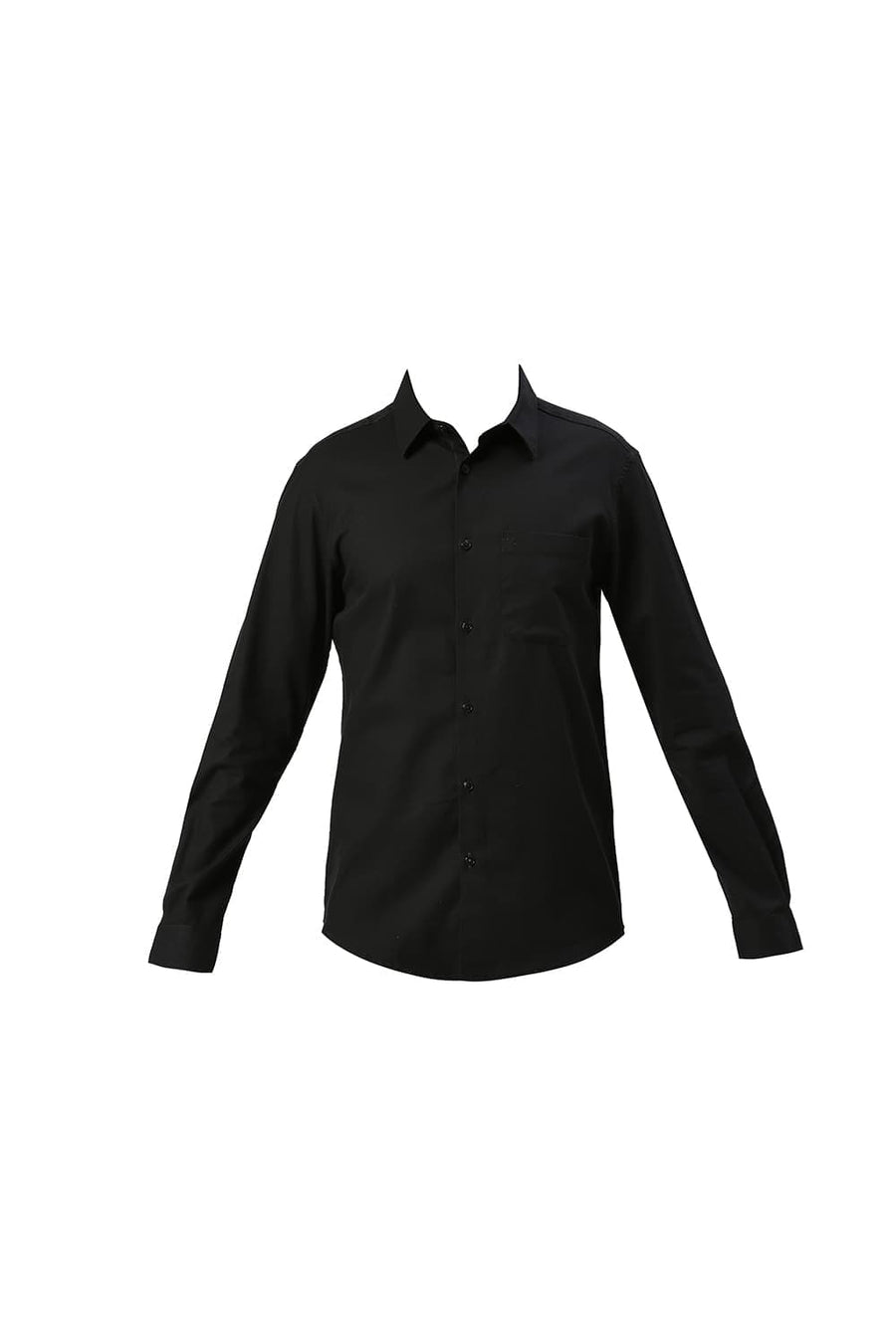 BASICS SLIM FIT CHARCOAL BLACK COTTON CREPE SHIRTS
