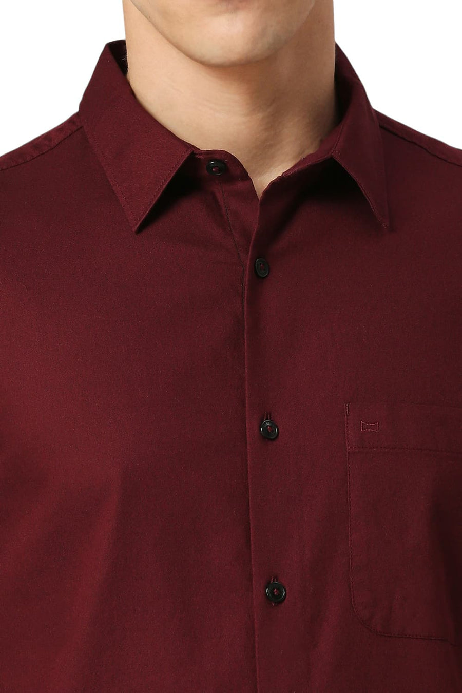 BASICS SLIM FIT TIBETAN RED COTTON CREPE HALFSLEEVES SHIRTS