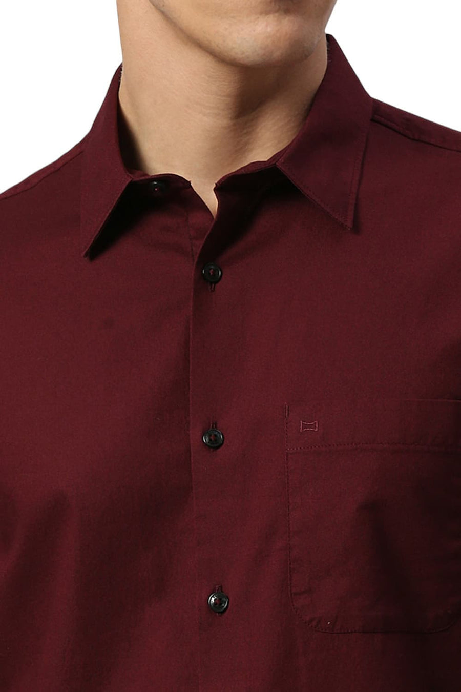 BASICS SLIM FIT TIBETAN RED COTTON CREPE SHIRTS