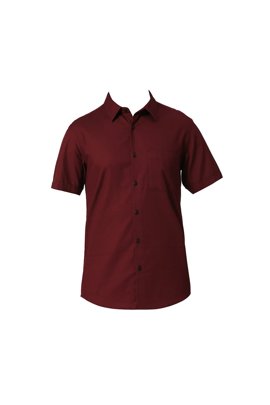 BASICS SLIM FIT TIBETAN RED COTTON CREPE HALFSLEEVES SHIRTS
