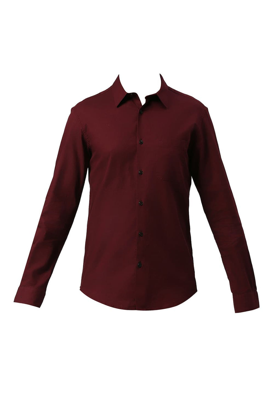 BASICS SLIM FIT TIBETAN RED COTTON CREPE SHIRTS