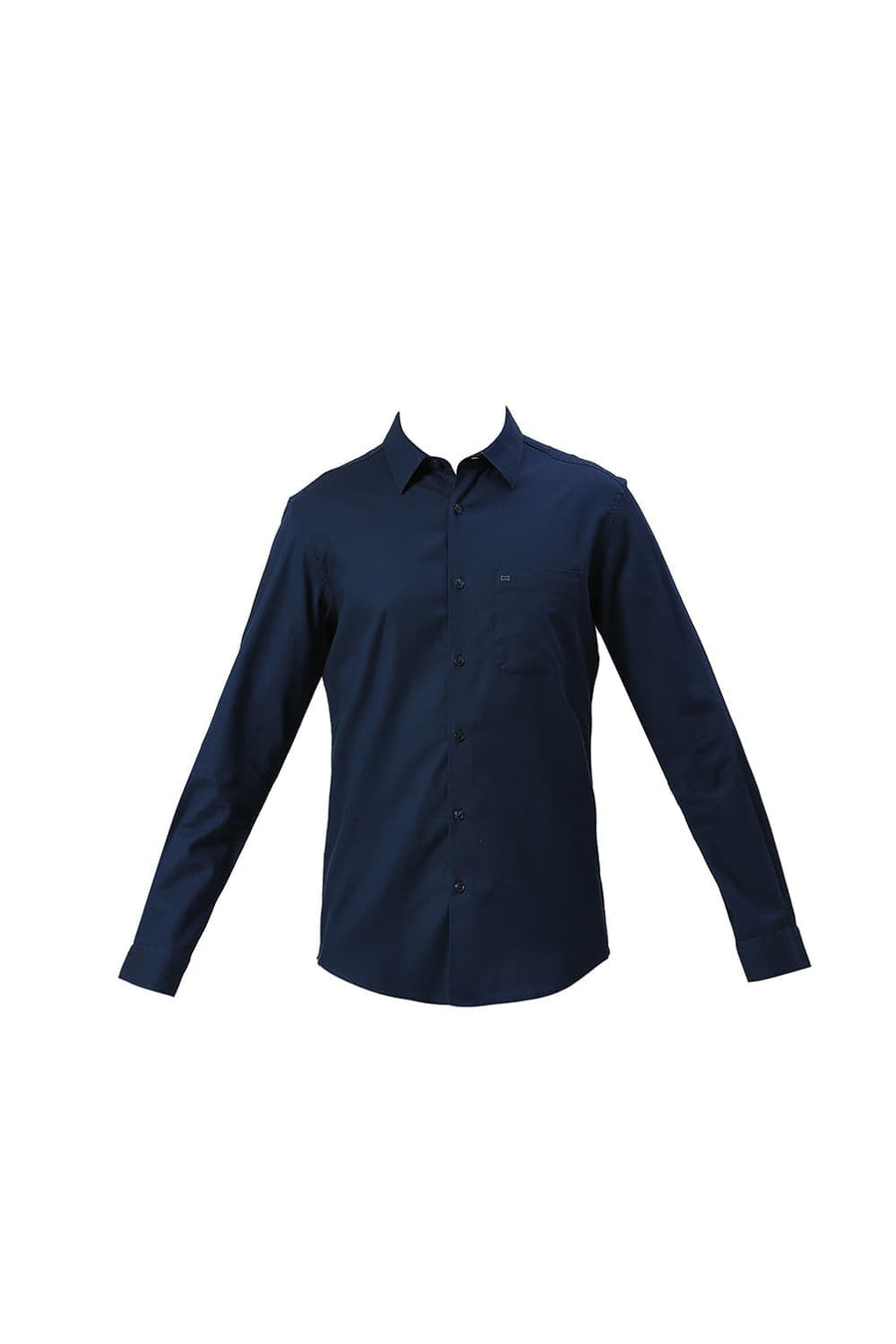 BASICS SLIM FIT SEAPORT NAVY COTTON CREPE SHIRTS