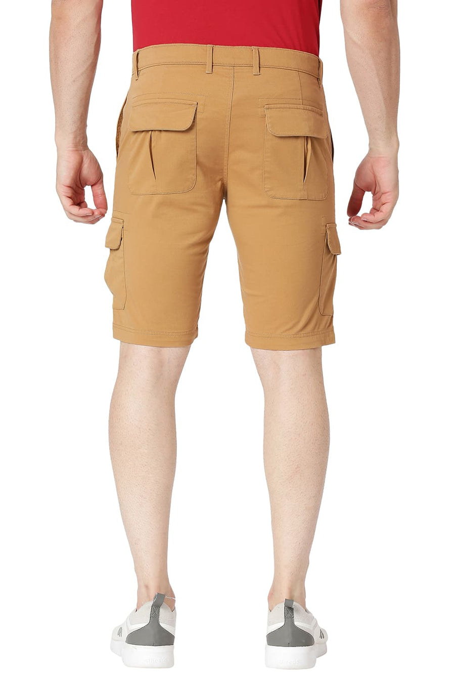 BASICS CARGO CINNAMON KHAKI COTTON STRETCH SHORTS