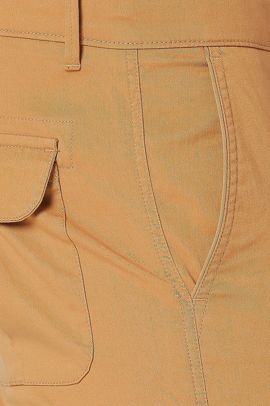 BASICS CARGO CINNAMON KHAKI COTTON STRETCH SHORTS