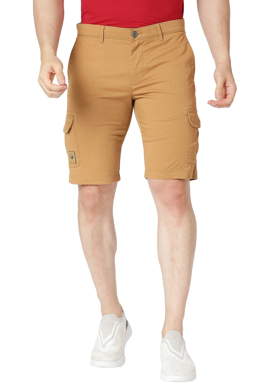 BASICS CARGO CINNAMON KHAKI COTTON STRETCH SHORTS