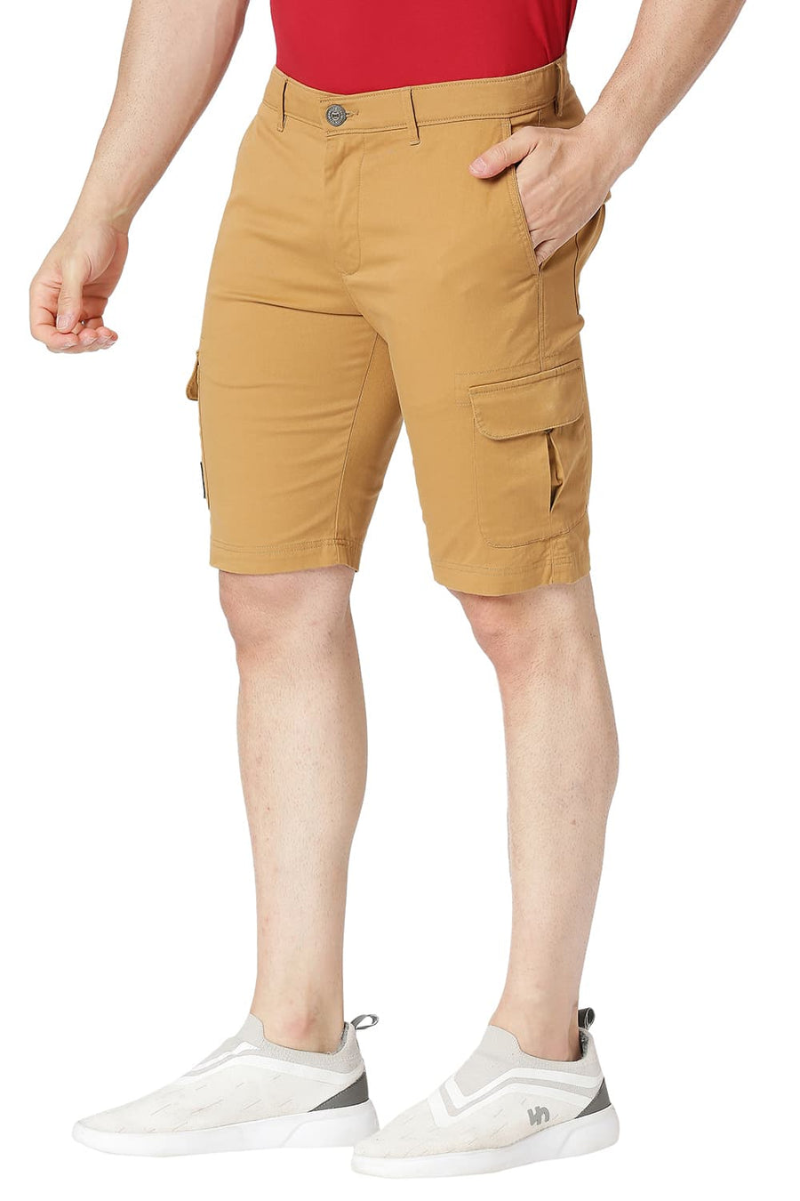 BASICS CARGO CINNAMON KHAKI COTTON STRETCH SHORTS