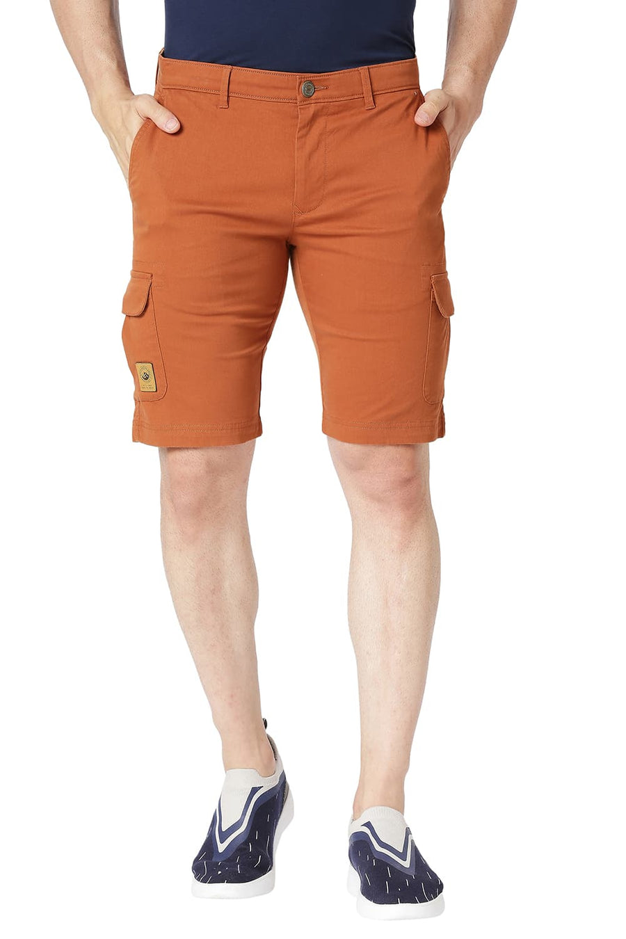 BASICS CARGO SIERRA BRICK COTTON STRETCH SHORTS