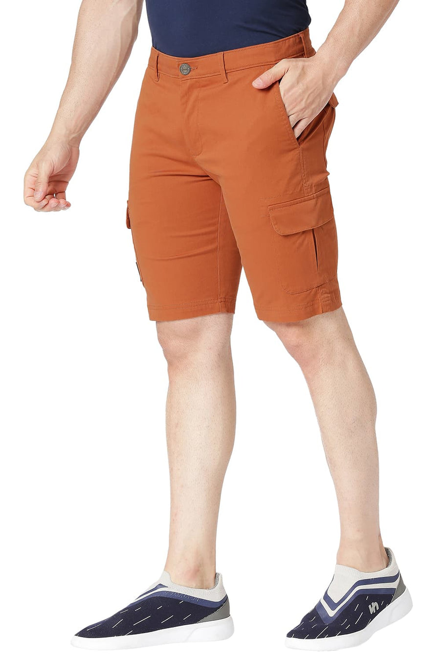 BASICS CARGO SIERRA BRICK COTTON STRETCH SHORTS