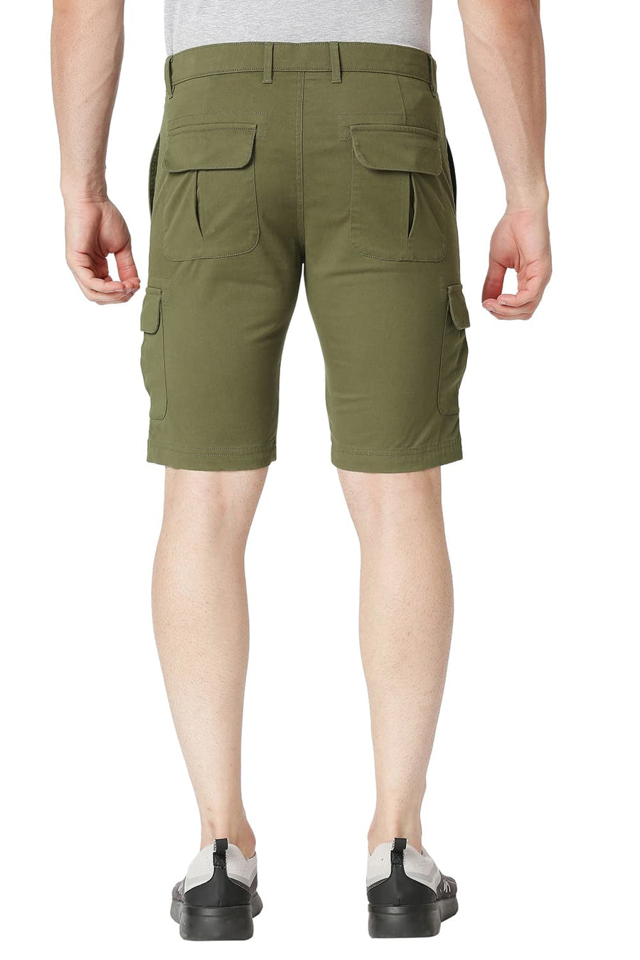 BASICS CARGO CAPLET GREEN COTTON STRETCH SHORTS