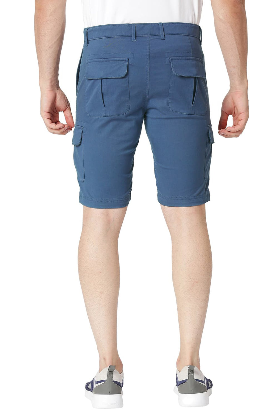 BASICS CARGO ENGLISH NAVY COTTON STRETCH SHORTS