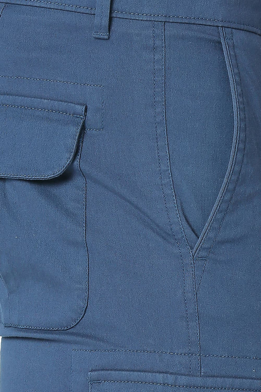 BASICS CARGO ENGLISH NAVY COTTON STRETCH SHORTS