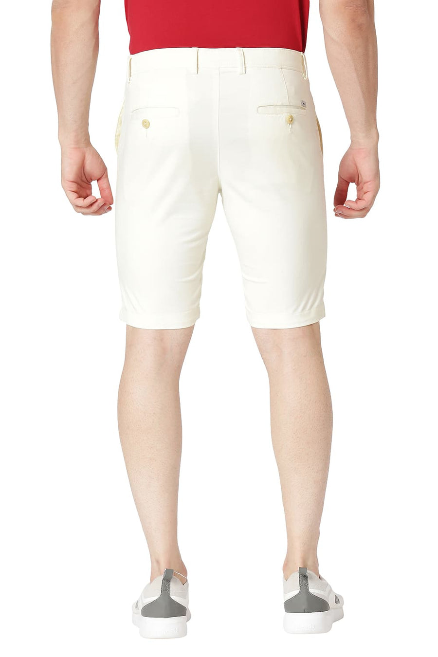 BASICS REGULAR FIT TOFU ECRU COTTON STRETCH SHORTS