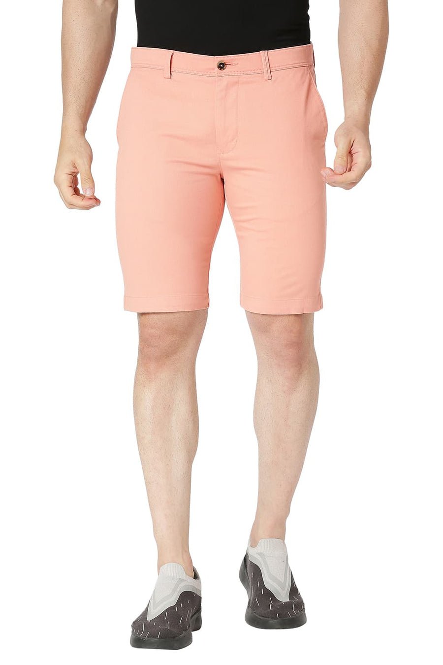 BASICS REGULAR FIT CANYON PEACH COTTON STRETCH SHORTS