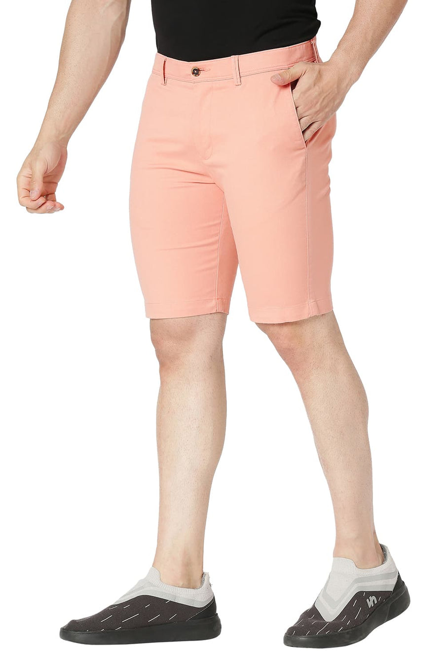 BASICS REGULAR FIT CANYON PEACH COTTON STRETCH SHORTS