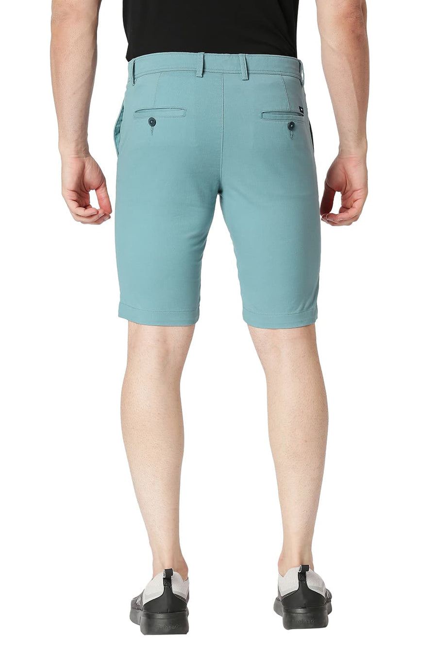 BASICS REGULAR FIT ADRIATIC BLUE COTTON STRETCH SHORTS