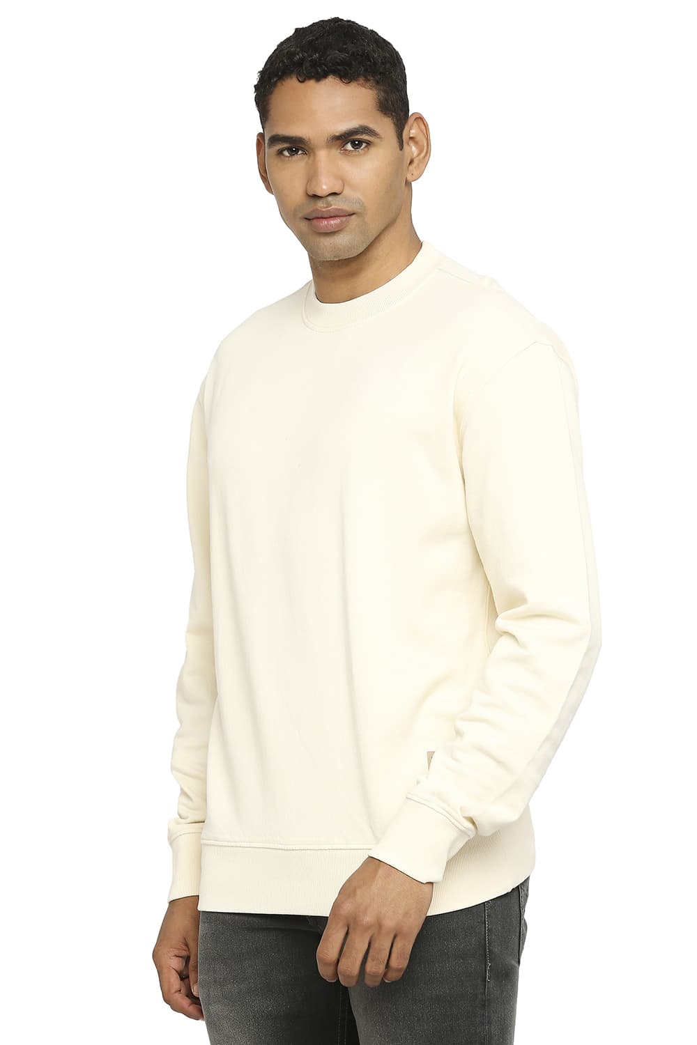 BASICS COMFORT FIT COTTON NON BRUSHED FLEECE PULLOVER SWEATSHIRT