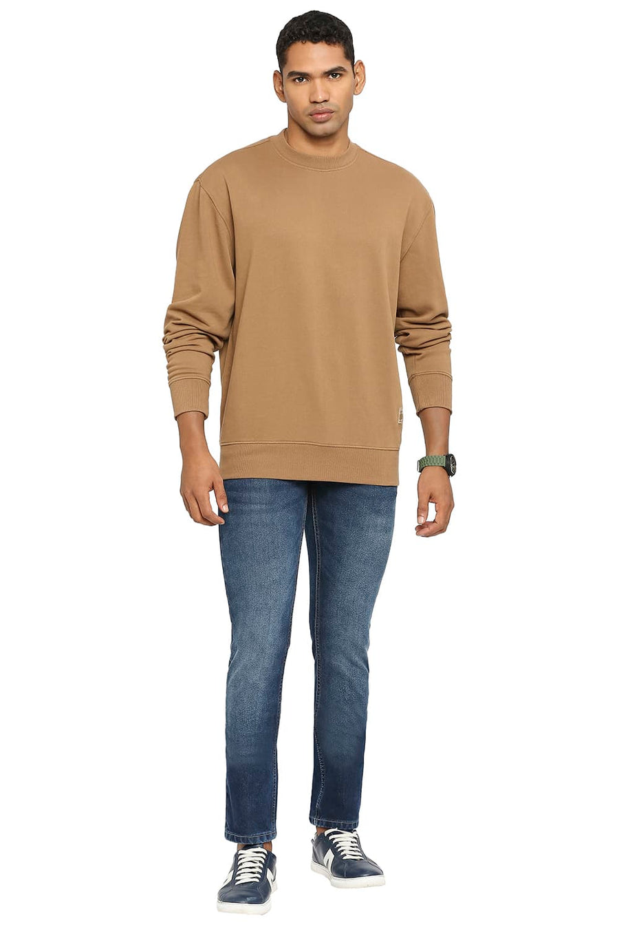 BASICS COMFORT FIT MALT BALL COTTON NON BRUSHED FLEECE PULLOVER SWEATSHIRT