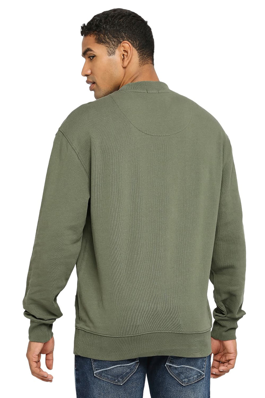 BASICS COMFORT FIT FOUR LEAF CLOVER COTTON NON BRUSHED FLEECE PULLOVER SWEATSHIRT