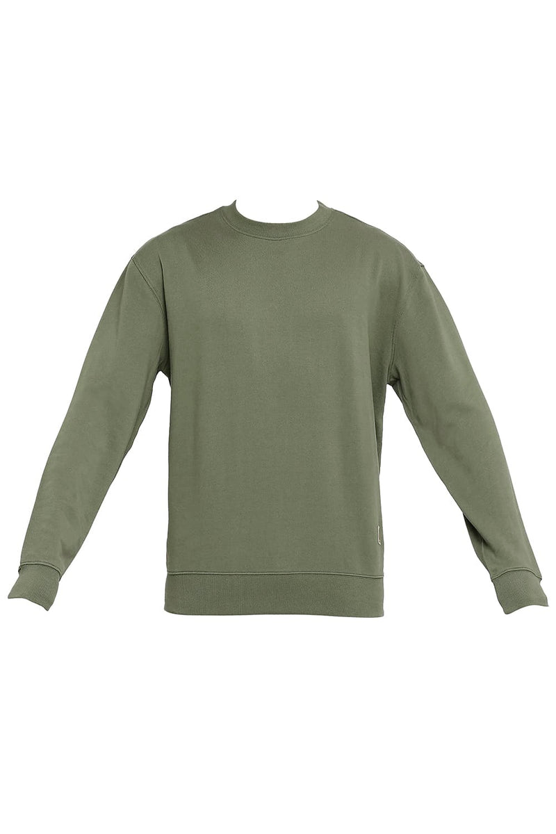 BASICS COMFORT FIT COTTON NON BRUSHED FLEECE PULLOVER SWEATSHIRT